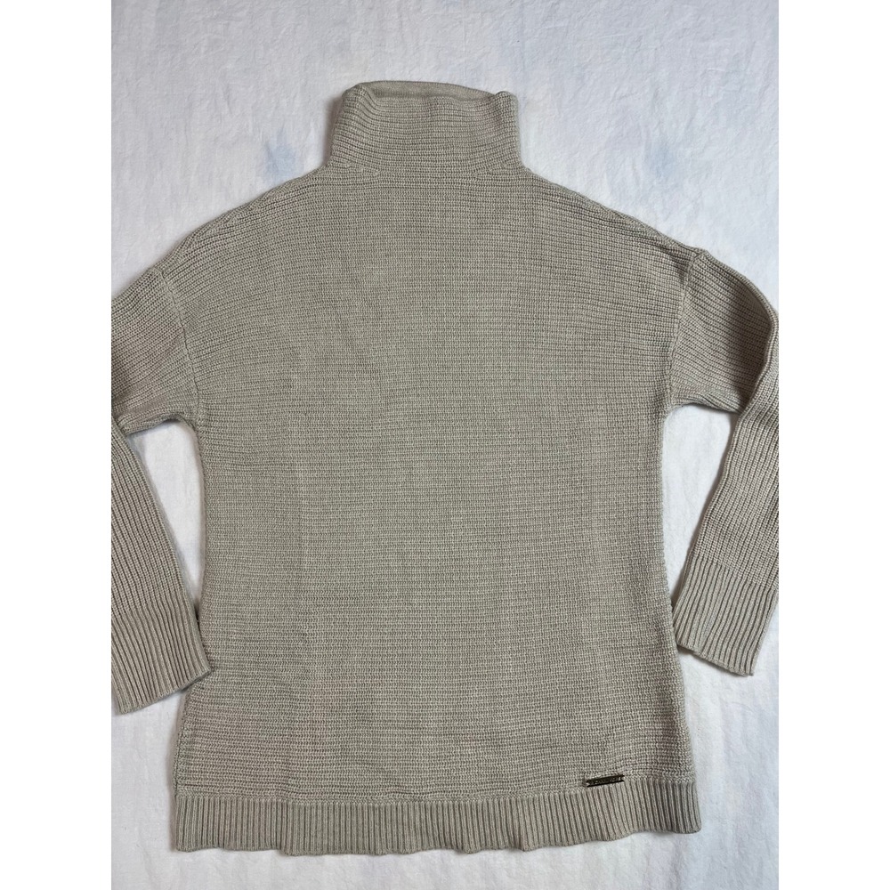 Michael Kors‎ Womens Oatmeal Beige Ribbed Turtleneck Knit Sweater Size S